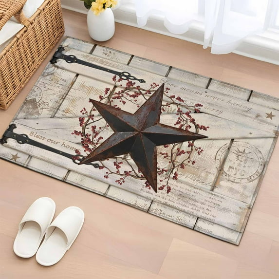 Area Rug 24×36in, Vintage Country Star Red Berry Floor Carpet Living ...