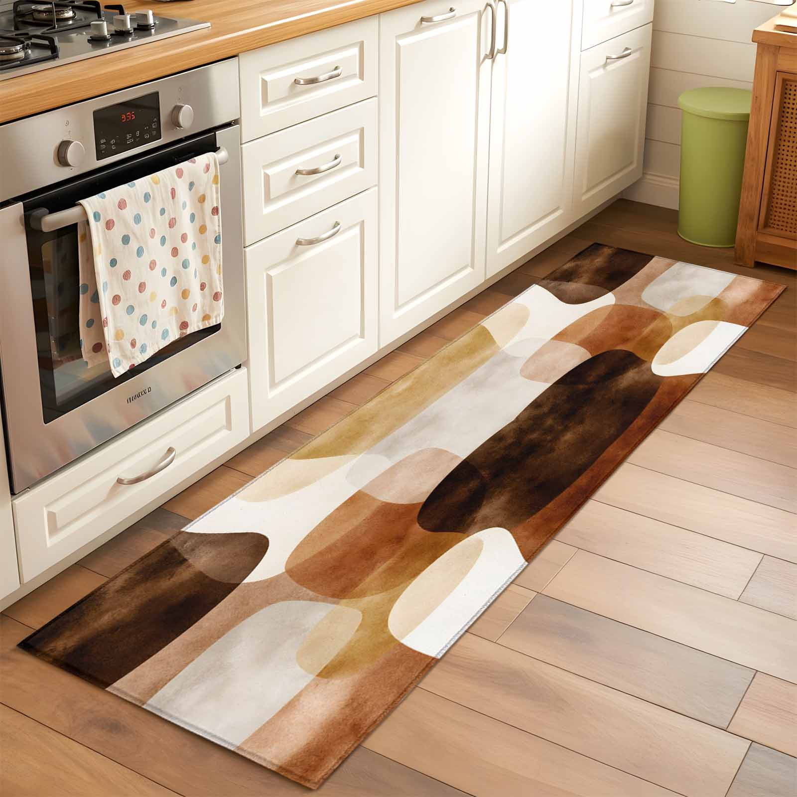 Area Rug 24×72in, Abstract Boho Terracotta Brown Color Block Floor ...