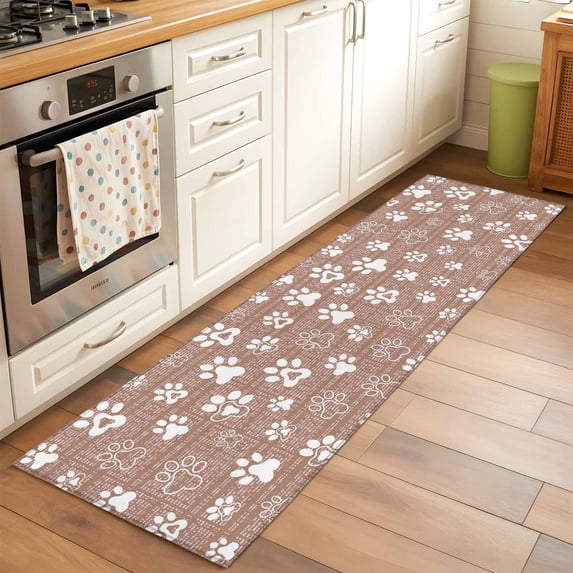 Area Rug 24×72in, Brown Dog Paw Abstract Floor Carpet Living Room Rug ...