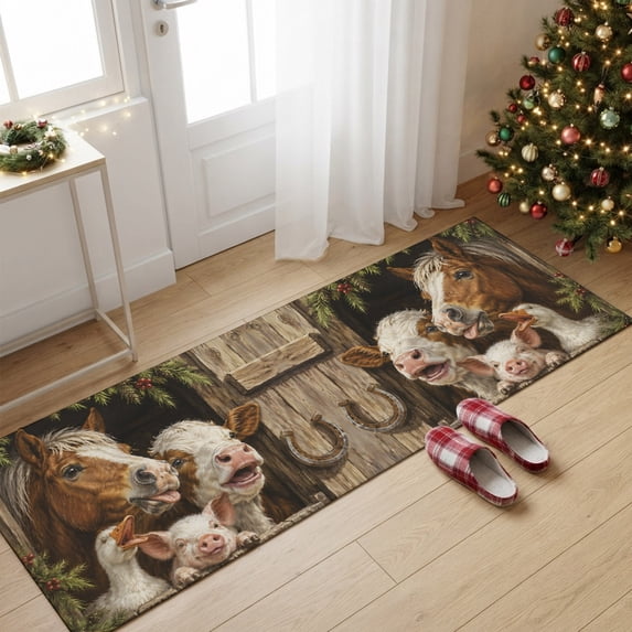 Rustic Wool Rugs Area Rug 24×72in, Farm Rustic Barn Floor Carpet Living Room Rug, Pine ...