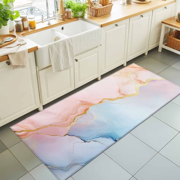 Area Rug 24×72in, Geometric Golden Wave Line Floor Carpet Living Room ...