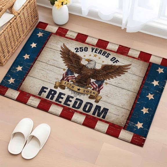 Area Rug 250 Years of Freedom Rectangle Area Rugs Washable Rug for Living Room Bedroom Dining Room, Bald Eagle Patriotic Stars Soft Non-slip Floor Carpet 2x3ft