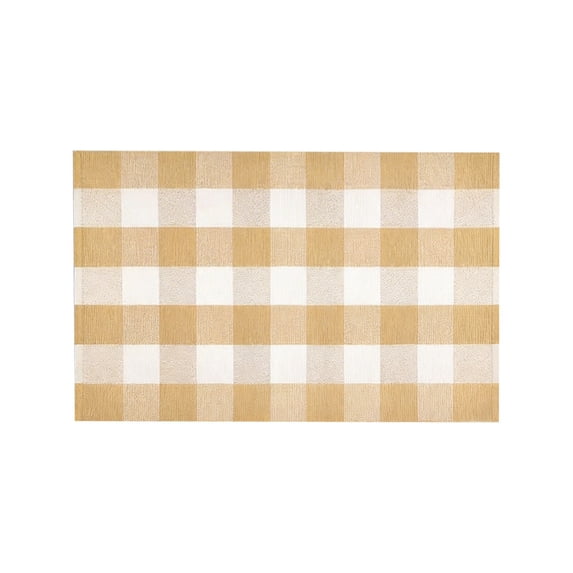 Area Rug, 28"x43" Pink and White Checkered Rug Plaid Outdoor Rugs, Soft Machine Washable Cotton Woven Welcome Mat Area Rugs for Home Decor, Bedroom, Doormat, Balcony, Porch, Patio