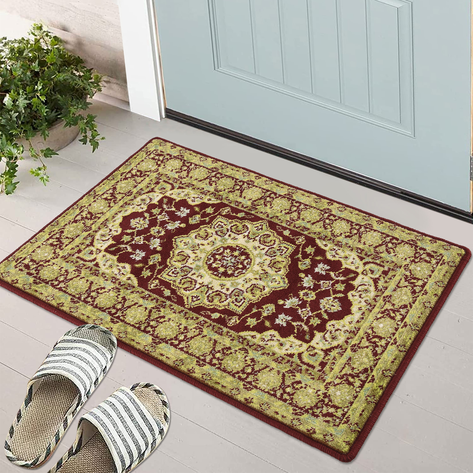 Area Rug 2x3 Persian Doormat Vintage Floral Front Door Mat Indoor