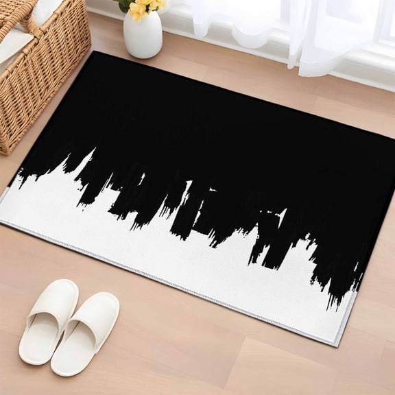 Area Rug 2x3ft, Abstract Black Graffiti Texture Washable Rugs for Living Room Bedroom, Modern Minimalist Art Soft Non-slip Area Rugs Rectangle Floor Carpet for Dining Room