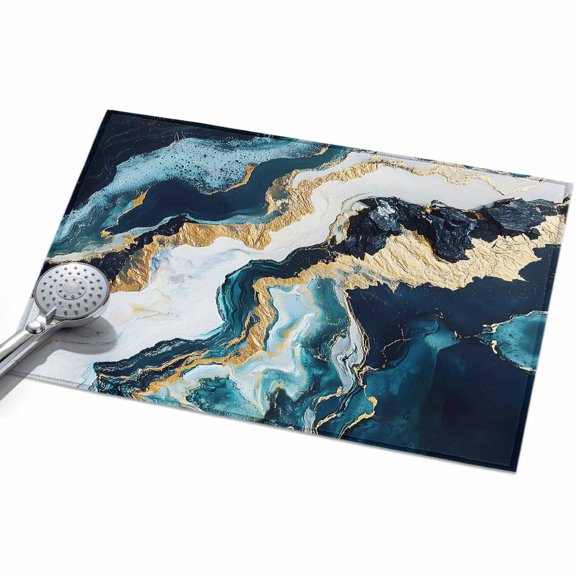 Area Rug 2x3ft Abstract Blue White Gold Washable Area Rugs for Living Room Modern Art Non Slip Floor Carpet Mat for Kitchen Entryway Bathroom Office Home Decor