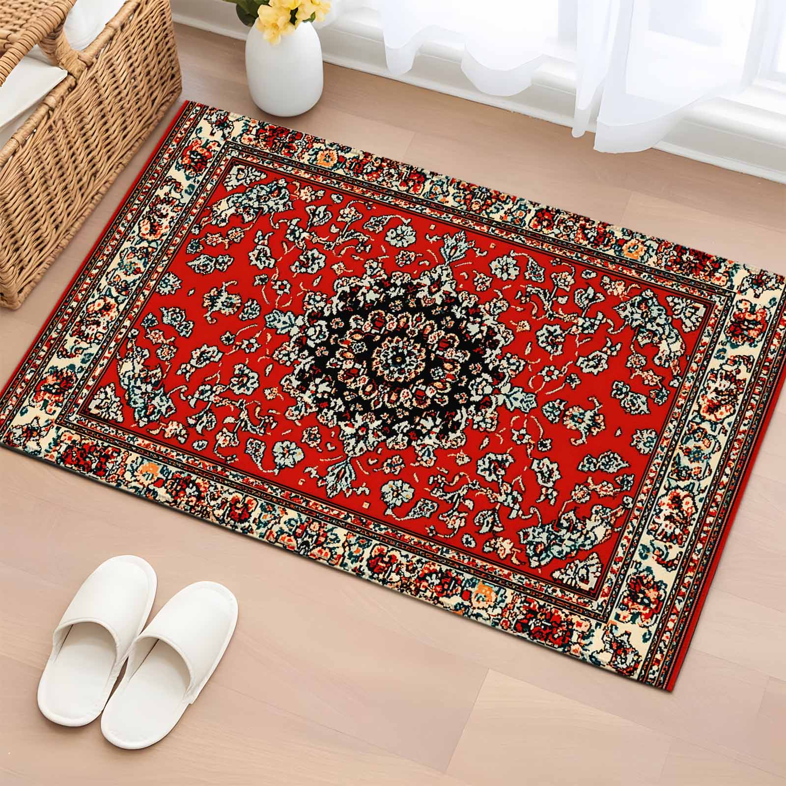 Area Rug 2x3ft, Abstract Flower Retro Ethnic Style Washable Rugs for ...