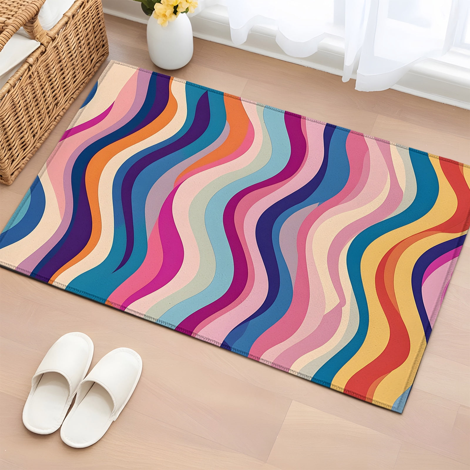Area Rug 2x3ft Abstract Gradient Colorful Wave Texture Area Rugs ...