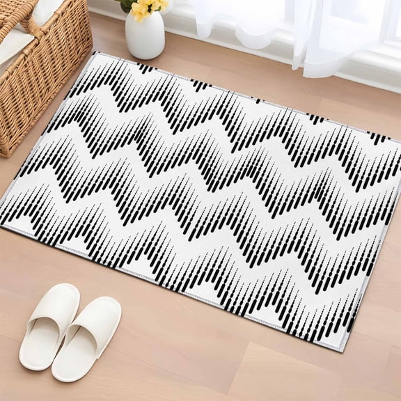 Area Rug 2x3ft Abstract Halftone Zigzag Area Rugs Washable Low Pile Floor Carpet for Bedroom, Minimalist Geometric Art Non Slip Soft Rugs for Living Room Entryway Dining Room