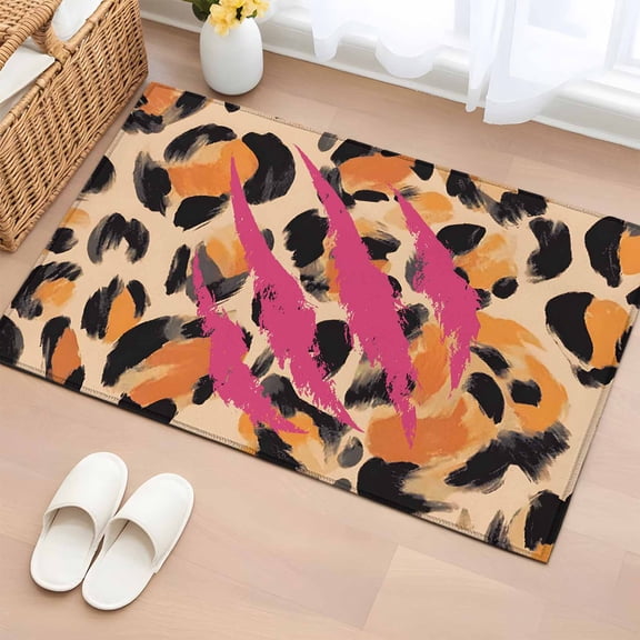 Area Rug 2x3ft, Abstract Leopard Texture Claw Washable Rugs for Living Room Bedroom, Wild Animal Theme Soft Non-slip Area Rugs Rectangle Floor Carpet for Dining Room