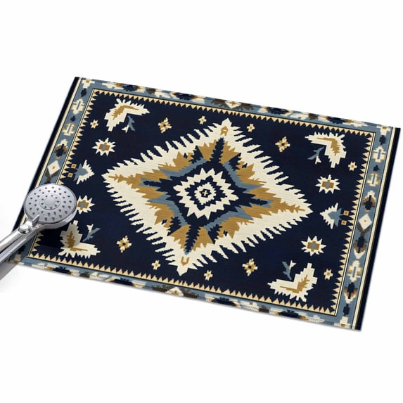 Area Rug 2x3ft Abstract Light Brown Blue Geometric Washable Area Rugs ...