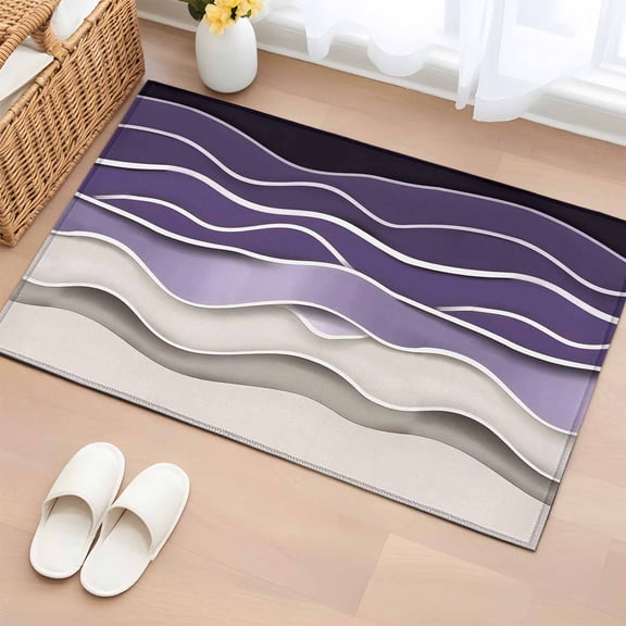 Area Rug 2x3ft, Abstract Purple Grey Geometric Washable Rugs for Living Room Bedroom, Gradient Water Ripple Soft Non-slip Area Rugs Rectangle Floor Carpet for Dining Room