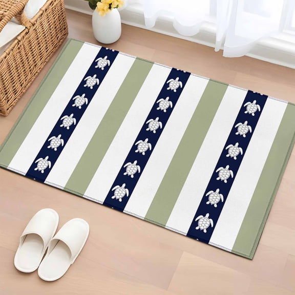 Area Rug 2x3ft Abstract Turtle Texture Stripes Area Rugs Washable Low Pile Floor Carpet for Bedroom, Sage Green Black White Lines Non Slip Soft Rugs for Living Room Entryway Dining Room