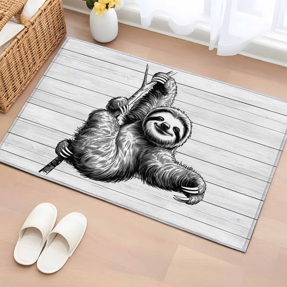 Area Rug 2x3ft, Abstract Vintage Grey Lazy Animals Washable Rugs for Living Room Bedroom, Retro Wood Board Soft Non-slip Area Rugs Rectangle Floor Carpet for Dining Room