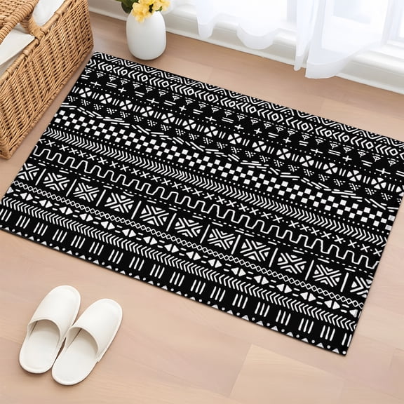 Area Rug 2x3ft Africa Traditional Ethnicity Pattern Area Rugs Washable Low Pile Floor Carpet for Bedroom, Abstract Geometric Art Non Slip Soft Rugs for Living Room Entryway Dining Room