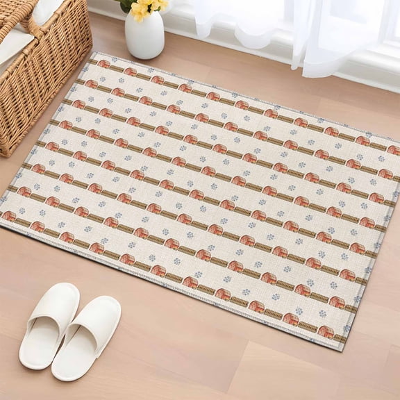 Area Rug 2x3ft Autumn Farmhouse Barn Fence Area Rugs Washable Low Pile Floor Carpet for Bedroom, Rustic Fall Retro Linen Non Slip Soft Rugs for Living Room Entryway Dining Room