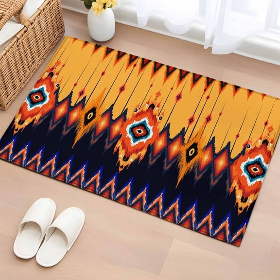 Area Rug 2x3ft, Aztec Ethnic Tribal Texture Art Washable Rugs for Living Room Bedroom, Native African Abstract Pattern Soft Non-slip Area Rugs Rectangle Floor Carpet for Dining Room