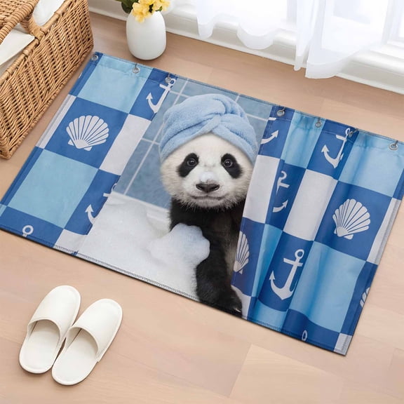 Area Rug 2x3ft Bathing Panda Carpets Indoor Floor Area Mat Doormat Entrance Mat Rugs for Entry Living Room Dining Room Kitchen Bedroom, Funny Animal Showering Sofa Throw Carpet