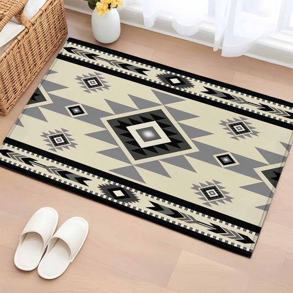 Area Rug 2x3ft Beige Boho Carpets Indoor Floor Area Mat Doormat Entrance Mat Rugs for Entry Living Room Dining Room Kitchen Bedroom, Bohemian Native Southwest Ethnic Sofa Throw Carpet