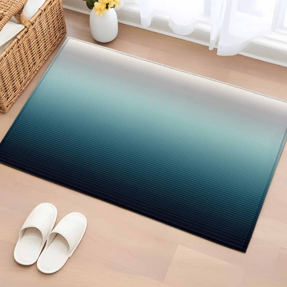 Area Rug 2x3ft, Black Teal and Gray Color Ombre Washable Rugs for Living Room Bedroom, Modern Abstract Stripe Art Soft Non-slip Area Rugs Rectangle Floor Carpet for Dining Room