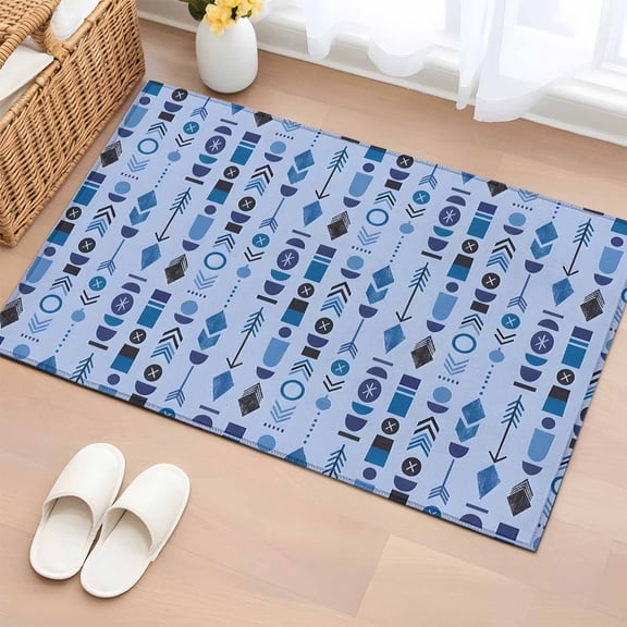 Area Rug 2x3ft Blue Aztec Tribal Arrows Area Rugs Washable Low Pile Floor Carpet for Bedroom, Southwestern Geometric Art Non Slip Soft Rugs for Living Room Entryway Dining Room