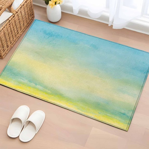 Gradient Area Rug Area Rug 2x3ft, Blue Green Gradient Background Washable Rugs for Living ...