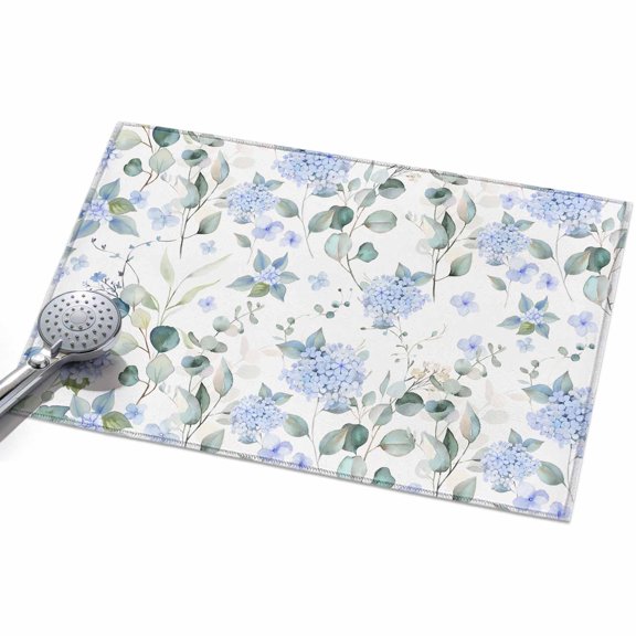 Area Rug 2x3ft Blue Hydrangea Green Leaves Washable Area Rugs for Living Room Farmhouse Floral Non Slip Floor Carpet Mat for Kitchen Entryway Bathroom Office Home Decor