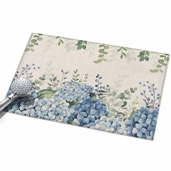 Area Rug 2x3ft Blue Hydrangeas Leaves Washable Area Rugs for Living Room Floral Retro Non Slip Floor Carpet Mat for Kitchen Entryway Bathroom Office Home Decor