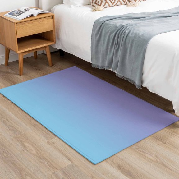 Area Rug 2x3ft Blue to Purple Ombre Gradient Shadow Low Pile Washable Rug Soft Cushioned Carpet Modern Minimalism Art Non-Slip Floor Mat for Living Room Bedside Dining Room