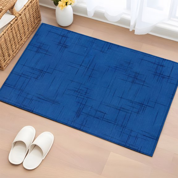 Area Rug 2x3ft Blue Textile Weave Floor Entryway Rugs Indoor Floor Area Mat Carpets Doormat Entrance Mat for Entry Living Room Dining Room Kitchen Bedroom, Intersect Lines Linen Sofa Throw Carpet