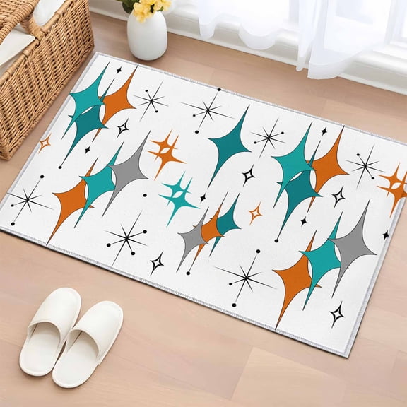 Area Rug 2x3ft Boho Mid-Century Diamond Pattern Area Rugs Washable Low Pile Floor Carpet for Bedroom, Modern Geometric Theme Non Slip Soft Rugs for Living Room Entryway Dining Room