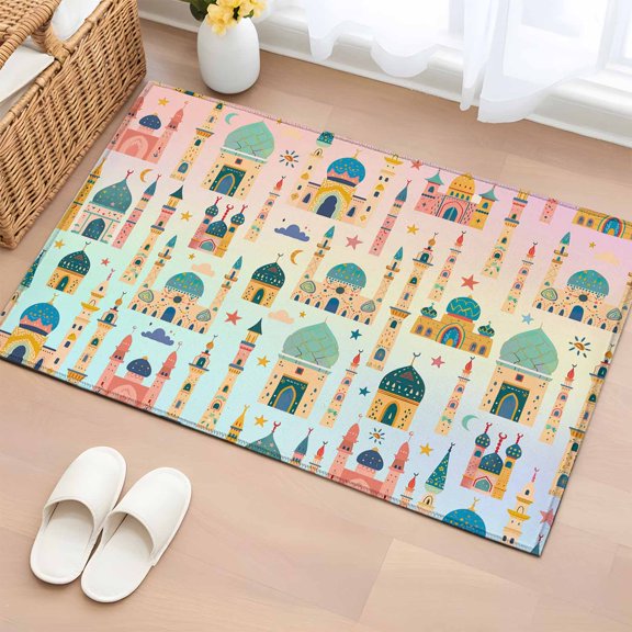 Area Rug 2x3ft Castle Stars Moon Carpets Indoor Floor Area Mat Doormat Entrance Mat Rugs for Entry Living Room Dining Room Kitchen Bedroom, Ombre Colorful Graffiti Sofa Throw Carpet