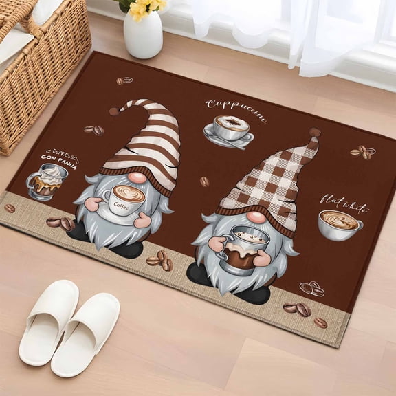 Area Rug 2x3ft Coffee Cup Gnome Carpets Indoor Floor Area Mat Doormat Entrance Mat Rugs for Entry Living Room Dining Room Kitchen Bedroom, Coffee Beans Brown Sofa Throw Carpet