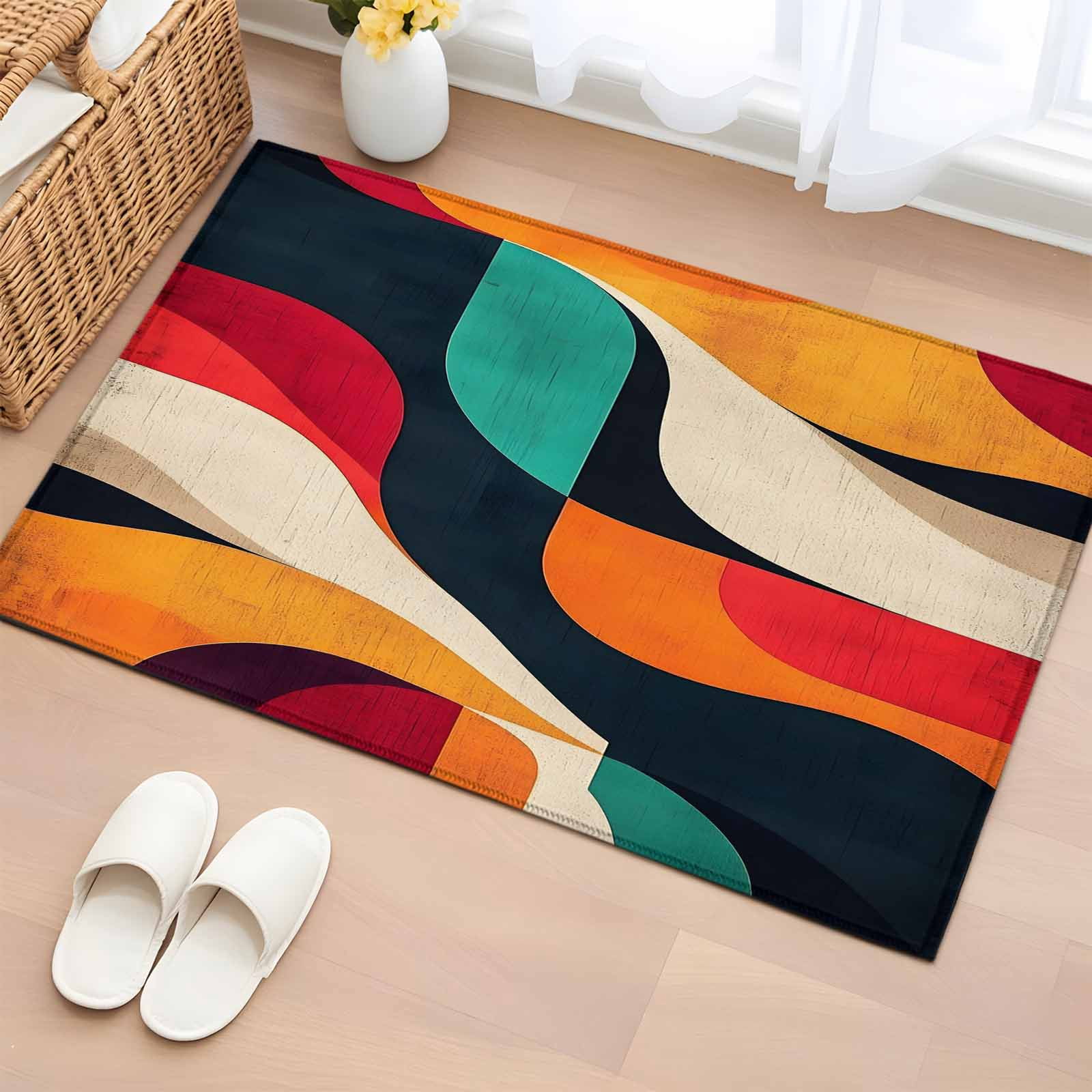 Area Rug 2x3ft, Colorful Block Abstract Geometric Washable Rugs for ...