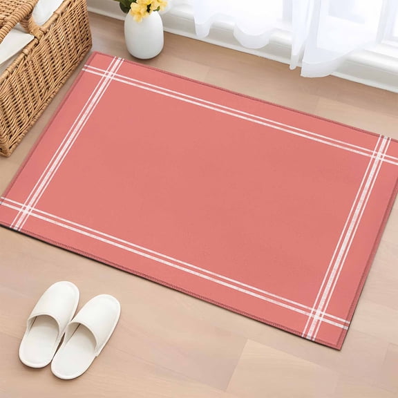 Area Rug 2x3ft, Coral Red Washable Rugs for Living Room Bedroom, Solid Color Soft Non-slip Area Rugs Rectangle Floor Carpet for Dining Room