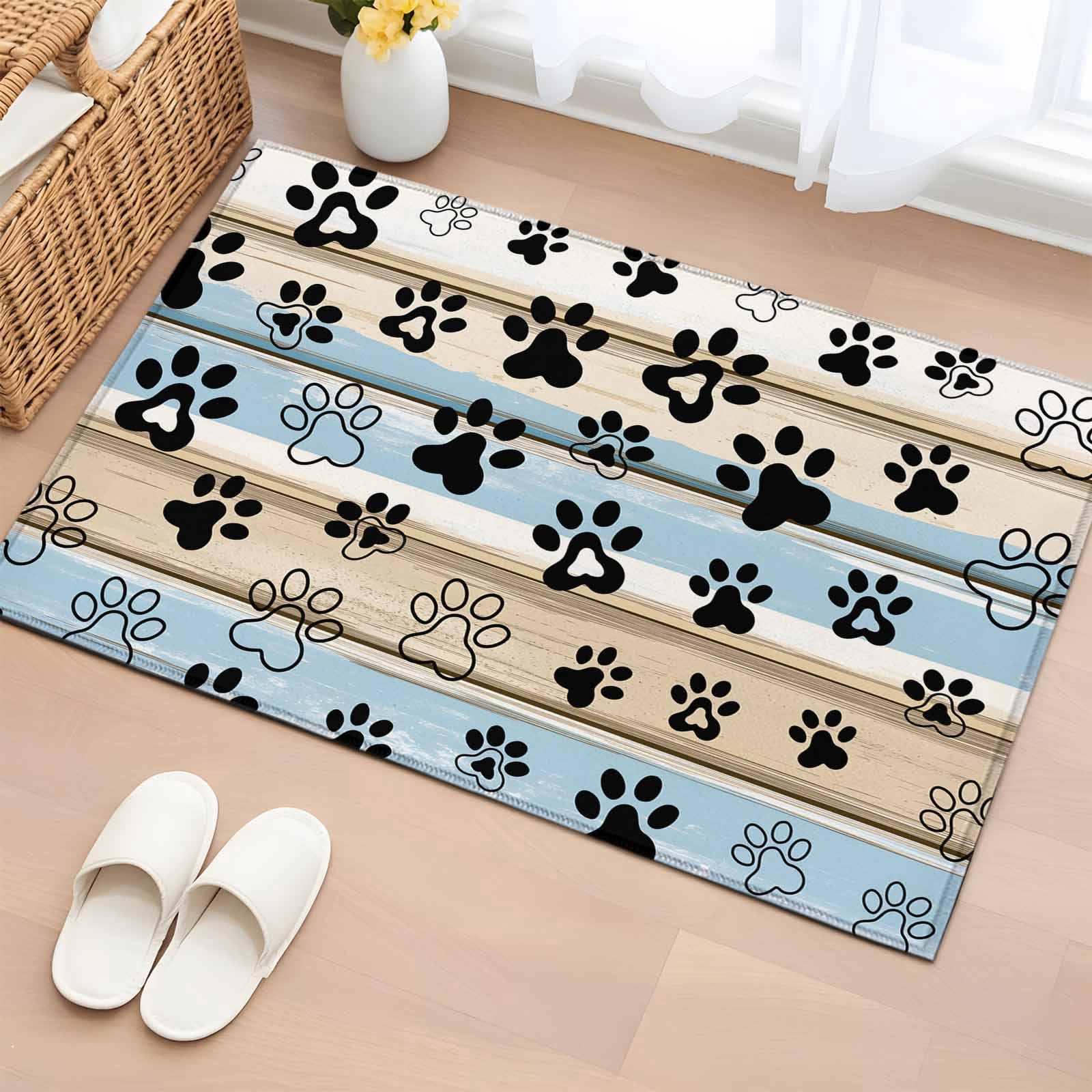 Area Rug 2x3ft, Dog Paw Print Pet Footprint Washable Rugs for Living ...