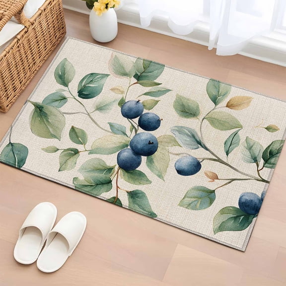 Area Rug 2x3ft, Farm Gradient Botanical Berry Washable Rugs for Living Room Bedroom, Pastoral Plant Retro Linen Soft Non-slip Area Rugs Rectangle Floor Carpet for Dining Room