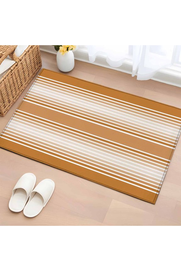 Area Rug 2x3ft Farmhouse Amber Stripes Area Rugs Washable Low Pile Floor Carpet for Bedroom, Earthy Lines Non Slip Soft Rugs for Living Room Entryway Dining Room