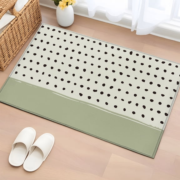 Area Rug 2x3ft Farmhouse Irregular Polka Dot Area Rugs Washable Low Pile Floor Carpet for Bedroom, Abstract Dotted Sage Green Non Slip Soft Rugs for Living Room Entryway Dining Room