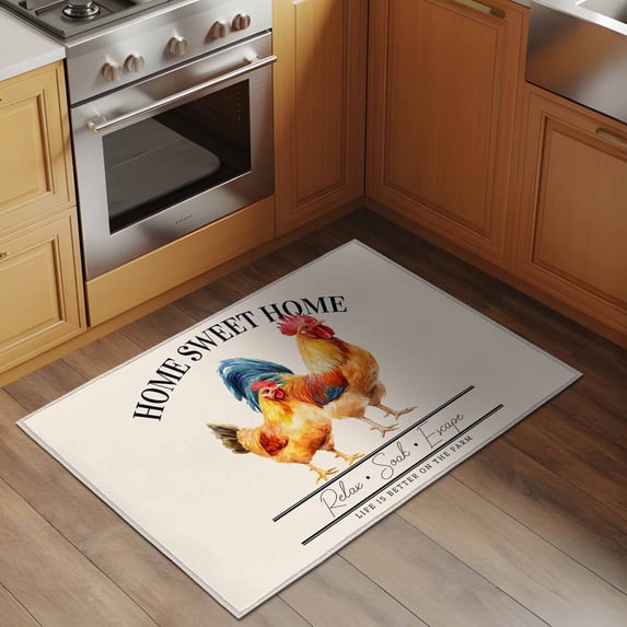 Area Rug 2x3ft Farmhouse Rooster Chicken Washable Area Rugs for Living ...