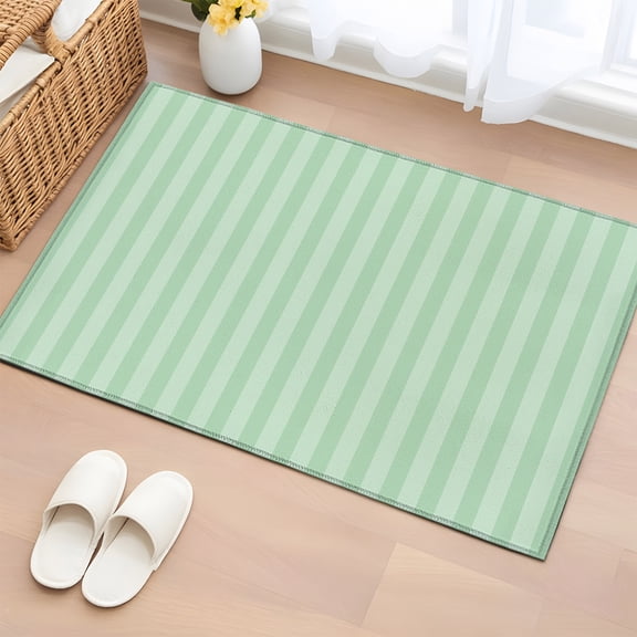 Area Rug 2x3ft Farmhouse Sage Green Stripe Area Rugs Washable Low Pile Floor Carpet for Bedroom, Modern Geometric Vertical Line Non Slip Soft Rugs for Living Room Entryway Dining Room
