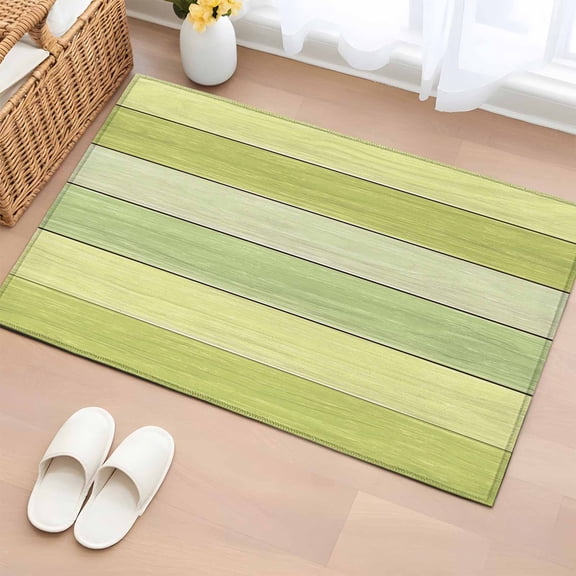 Area Rug 2x3ft Farmhouse Wood Board Area Rugs Washable Low Pile Floor Carpet for Bedroom, Green Gradient Wooden Non Slip Soft Rugs for Living Room Entryway Dining Room