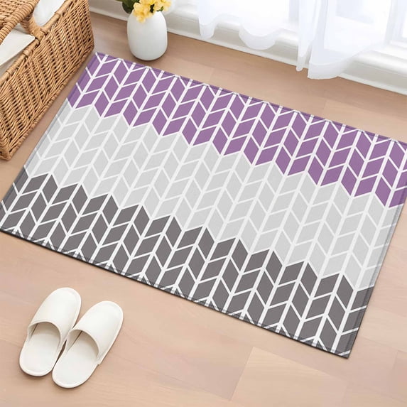 Area Rug 2x3ft Geometric Chevron Purple Carpets Indoor Floor Area Mat Doormat Entrance Mat Rugs for Entry Living Room Dining Room Kitchen Bedroom, White Stripes Sofa Throw Carpet