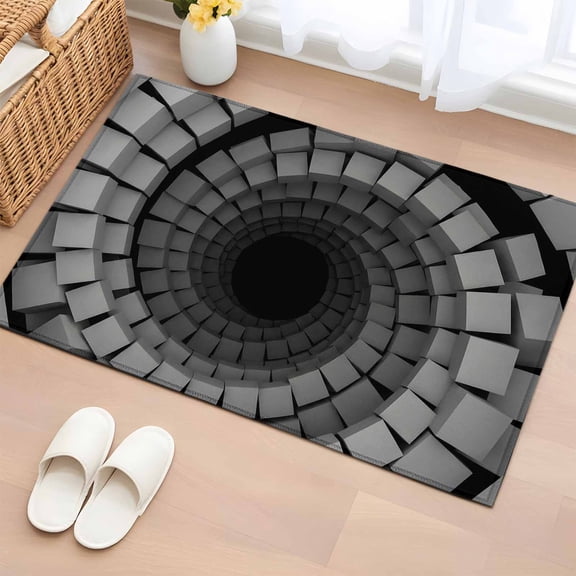 Area Rug 2x3ft, Geometric Cube Vortex Washable Rugs for Living Room Bedroom, Modern 3D Background Soft Non-slip Area Rugs Rectangle Floor Carpet for Dining Room