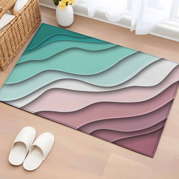 Area Rug 2x3ft Geometry Modern Lines Art Area Rugs Washable Low Pile Floor Carpet for Bedroom, Ombre Theme Non Slip Soft Rugs for Living Room Entryway Dining Room