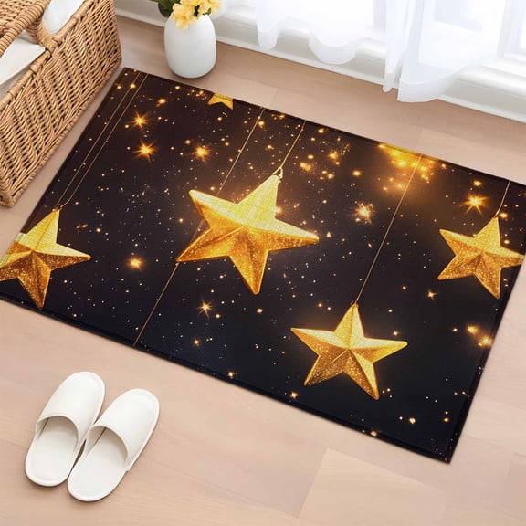 Area Rug 2x3ft Gold Star Starry Sky Area Rugs Washable Low Pile Floor Carpet for Bedroom, Galaxy Theme Non Slip Soft Rugs for Living Room Entryway Dining Room