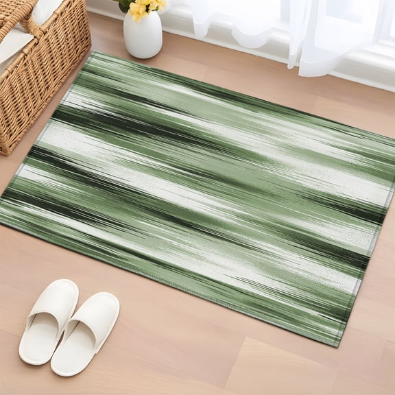 Area Rug 2x3ft, Gradient Green Lines Washable Rugs for Living Room Bedroom, Misty Forest Abstract Art Soft Non-slip Area Rugs Rectangle Floor Carpet for Dining Room