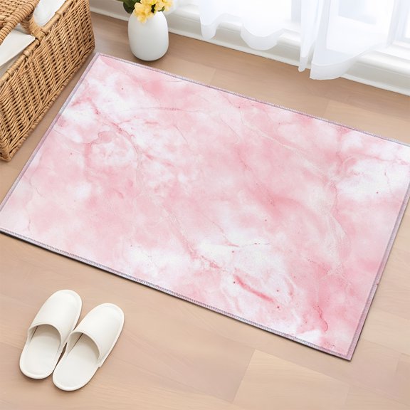 Area Rug 2x3ft Gradient Pink Marble Texture Area Rugs Washable Low Pile Floor Carpet for Bedroom, Modern Minimalist Art Non Slip Soft Rugs for Living Room Entryway Dining Room