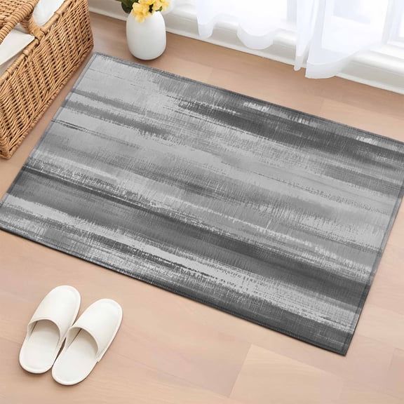 Area Rug 2x3ft Gray Black Gradient Abstract Area Rugs Washable Low Pile Floor Carpet for Bedroom, Modern Minimalist Art Non Slip Soft Rugs for Living Room Entryway Dining Room