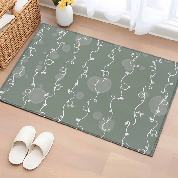 Area Rug 2x3ft Green Abstract Lines Carpets Indoor Floor Area Mat Doormat Entrance Mat Rugs for Entry Living Room Dining Room Kitchen Bedroom, Twist Modern Starry Lights Sofa Throw Carpet